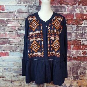 Iman Embroidered Drop Waist Shirt